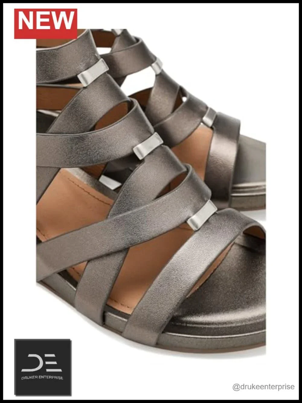 Women's Full-Grain Leather Wedge Sandals - Ankle Strap Zip Casual